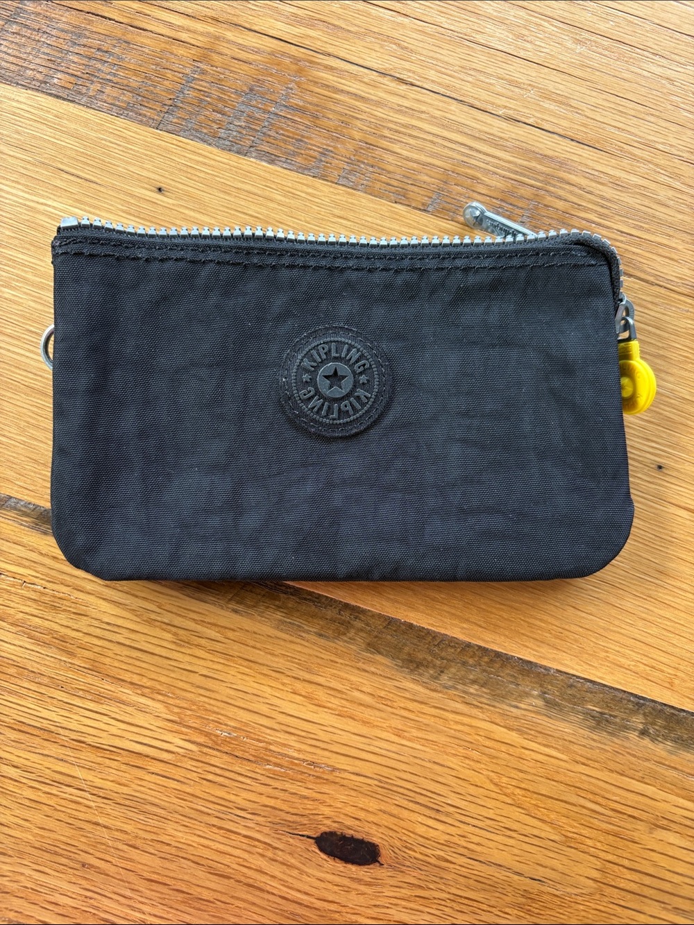 Kipling Black Nylon Zip Wallet with Yellow Pull Tab